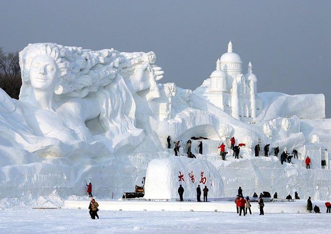 Photo: Things to do when you have snow on the ground.  A lot of snow. (Thanks to Alan C Scotch for finding this).  It's called "Romantic Feelings" and is a staggering 115 ft high and 656 ft long – the largest snow sculpture ever created.