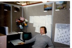 Me in my cubicle Todd Shipyards San Pedro artificial flowers