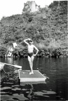 Alan posing swimsuit Athol Palace pond